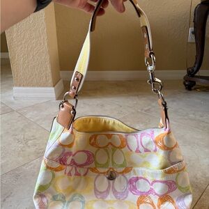 Coach Multicolor Signature Shoulder Bag - Yellow, Pink, Orange, Green
